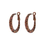 Серьги-кольца с леопардовым принтом, 3 см, велюровый материал, серебряная игла, 1 пара [тонкий дизайн]