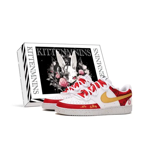 Nike Court Vision 1 Устойчивые к истиранию низкие скейтборд-кроссовки Мужские Красные Белые