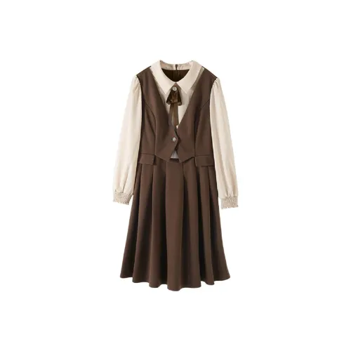 MOHANYIMEI Длинное платье с длинными рукавами женское