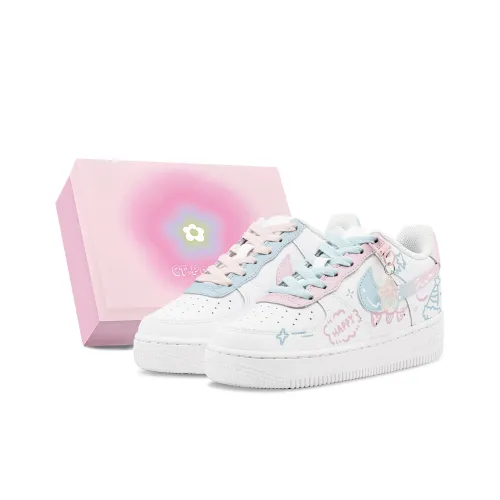 Nike Air Force 1 Air Force 1 Устойчивые к истиранию Низкие Кроссовки для скейтбординга Женские Синие Розовые
