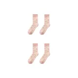 [4 упаковки] Розовые носки с флисовой подкладкой, шерсть, с рисунком кошачьей лапы