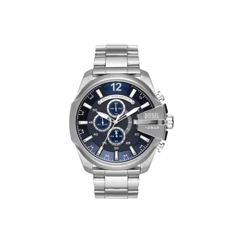 DIESEL Мужские часы Кварцевый механизм Ремешок из нержавеющей стали 51 мм Синий циферблат