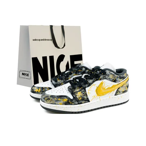 Jordan Air Jordan 1 Износостойкий и Водонепроницаемый Низкий Топ Винтажные Баскетбольные Кроссовки Унисекс