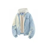 Синий хлопковый пуховик