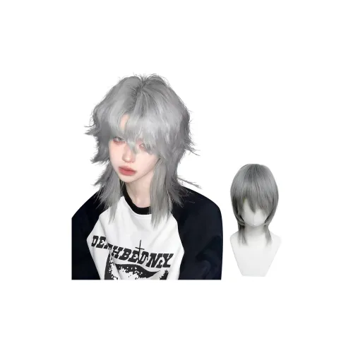 YOSEE Wolf Tail Mullet Wig Бабушка Серый Самурай Голова