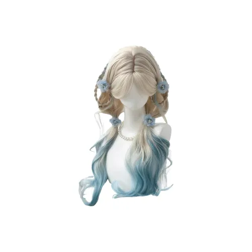 BEIQING Белый золотой Градиентный синий Большая волна Длинные волнистые Женская Перука Высокая температура Пряжа