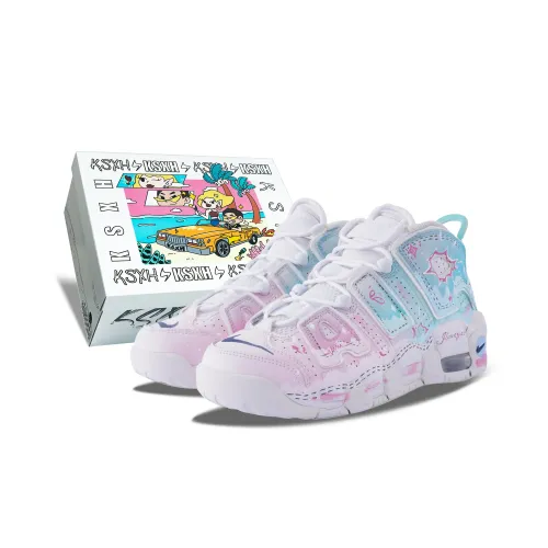 Nike Air More Uptempo Slip-resistant Амортизация Устойчивость к истиранию MID Топ Детские Баскетбольные кроссовки