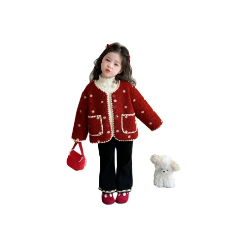 ZHIO Red Coat KIDS Natural и Artificial Fur ZHIO Красный Пальто KIDS Натуральный и Искусственный Мех
