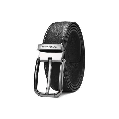 BOSSSUNWEN Ремешок из крупнозернистой текстуры коровьей кожи застежка-булавка мужской 3,5 см