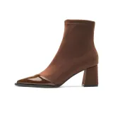 Коричневый, с флисовой подкладкой, каблук высотой 6 см