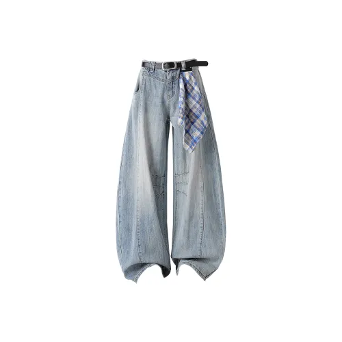 MOGAO Светло-синие Унисекс Джинсы