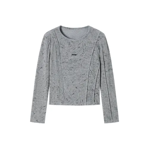 Still Quiet Модный Удобный Похудение Круглый вырез Длинный рукав Т-рубашка Женская