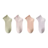 [4 пачки, 100% хлопок, устойчивый к образованию катышков] Светло-зеленый + Пастельно-розовый + Розовый креветочный + Светло-фиолетовый