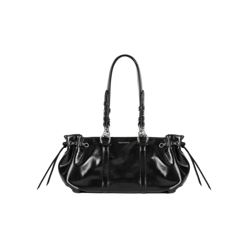 ROSA HERMOSO Fine Крупнозернистая текстура Коровья кожа Тост Сумка Сумка через плечо Большая Женская Черная