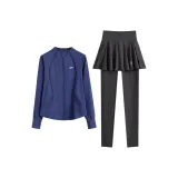 Синий комплект из двух предметов: пальто и брюки (углеродный цвет)