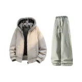 Хаки (пуховик) + желтые грязные джинсы с флисовой подкладкой