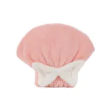 Розовая шапочка для сушки волос с бантом