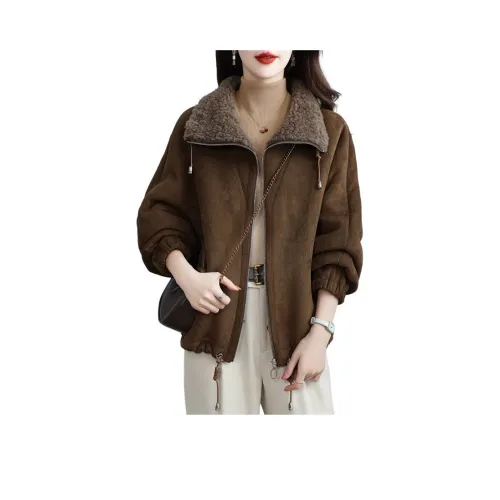 Langqing Кофе С подарками Langqing Наклеенный Женские Короткие пальто