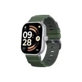 Армейский зеленый, серый, высокогорный, двухцветный, силиконовый ремешок + [серебряный соединитель]