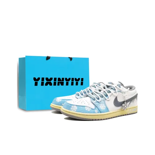 Jordan Air Jordan 1 Low Топ Винтажные Баскетбольные Кроссовки Унисекс Снежинка Синий