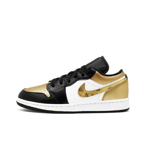 Jordan Air Jordan 1 Золотистый Крючок Чернила Устойчивый к Износу Низкий Топ Винтажные Баскетбольные Кроссовки Мужские