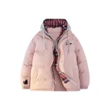 Розово-серый клетчатый капюшон