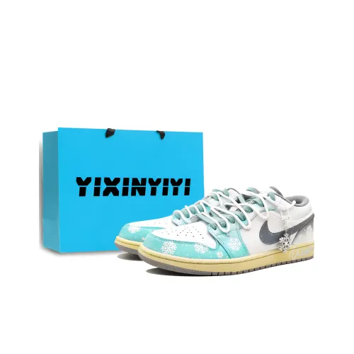 Jordan Air Jordan 1 Low Топ Винтажные Баскетбольные Кроссовки Унисекс Циановый Wave