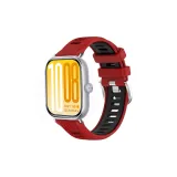 Красный Черный-Сетка Двухцветный Силиконовый Шип Пряжка Ремень + Серебряный Соединитель