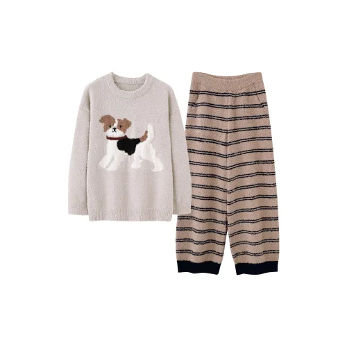 MAKEGONGZHU BBRSZ08 Щенок Топ + Полосы Женские Стиль Женские Пижамные Комплекты