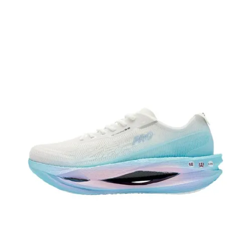 QIAODAN Амортизация Противоскользящие С низким Топом Кроссовки для Бега Marathon Мужские Белые и Синие