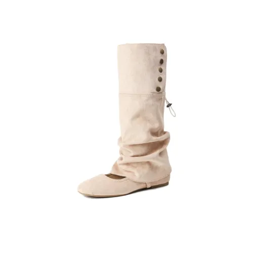 YAFEI XUANYU Колено Высокие сапоги 4CM Женские Абрикос