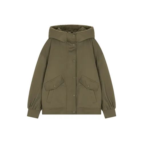 Mo Han Yi Mei PARKA Пальто Женское Зеленый Кофейный