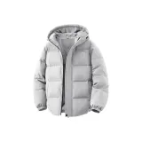 [Высокая плотность, ветрозащитный, холодостойкий] Светло-серый (B Ослепительный цвет, логотип медведя на груди)