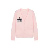 Светло-розовый кардиган + горизонтальная прозрачная этикетка на груди