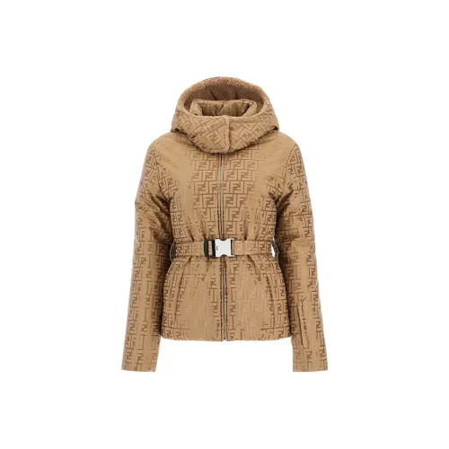 FENDI FW24 Хлопковый пуховик Женский Бежевый