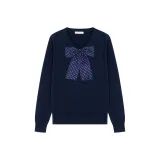 Свитер с длинным рукавом Royal Blue + Темно-синий галстук-бабочка в горошек