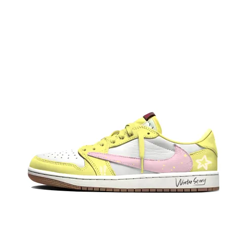 Travis Scott x Jordan Air Jordan 1 Кремовый East Star Крючок Устойчивый к истиранию Дышащий Низкий Топ