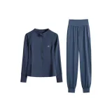 Синий комплект из двух предметов с длинным рукавом (синие штаны)