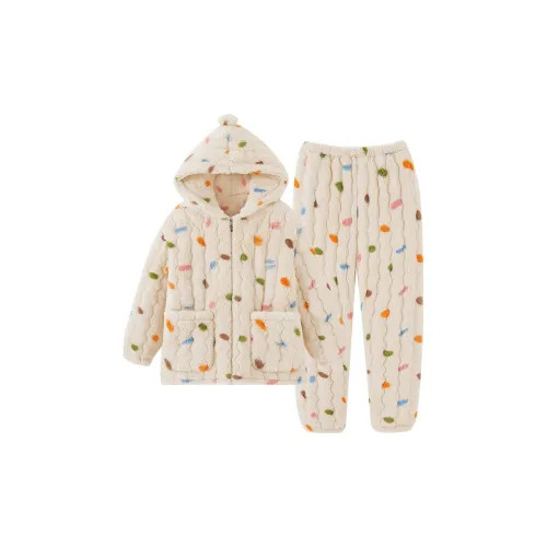 MIANQU Белый CKE KA96383 Женские Пижамные комплекты