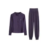 Темно-фиолетовый комплект из двух предметов с длинными рукавами (фиолетовые штаны)