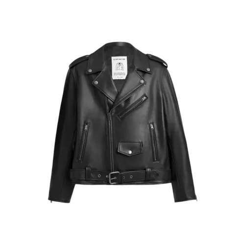 COACH Черный Унисекс Кожаные куртки