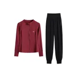 Красный комплект из двух предметов с длинным рукавом (черные штаны)