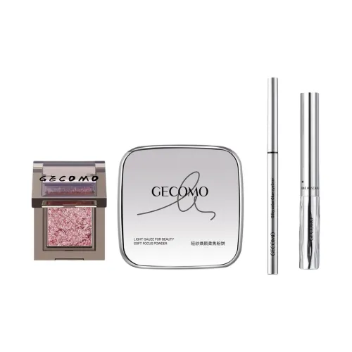 GECOMO Тень для век + Пудра + Mascara + Карандаш для ресниц Длинное действие Легко растушевывается Естественный