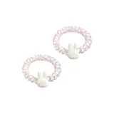 Розовая резинка для волос с кроликом и точкой, упаковка из 2 штук