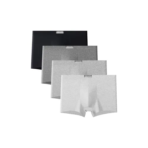 VIEKUCOOL 4 пачки 100% хлопок [Черный меланжевый + Темный фотиния серый + Средний фотиния серый + Светлый фотиния серый] Мужские боксеры