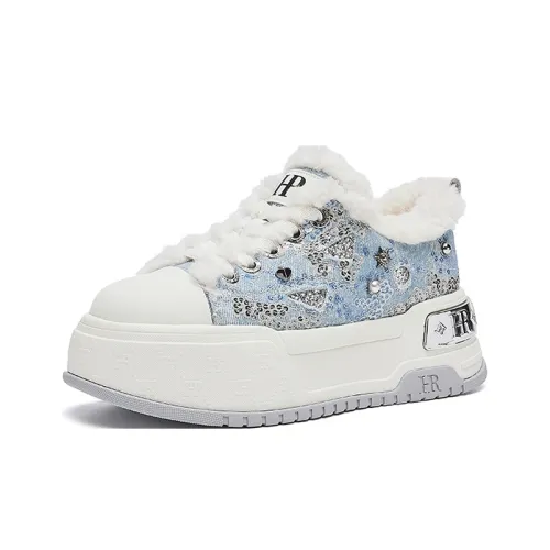 HR Скейтборд Кроссовки Низкие Бежево-Синие Женские