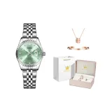 Стальной браслет зеленый [Корона, коробка + браслет + ожерелье]