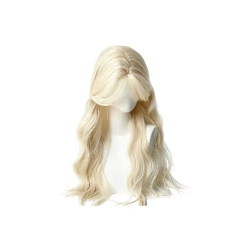 YOUXI Корейский Женские Молочно-белые Золотые Большие Волны Парики Высокотемпературная Пряжа Длинные Волнистые