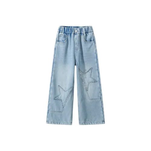 MUTONGSHAONIAN Светло-синие джинсы с флисовой подкладкой для школьников