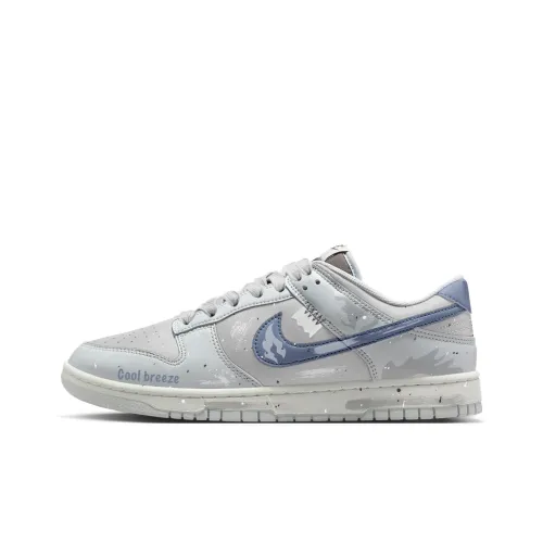 Nike Dunk Abrasion Resistant Низкие Кроссовки для скейтбординга Унисекс Серый Синий